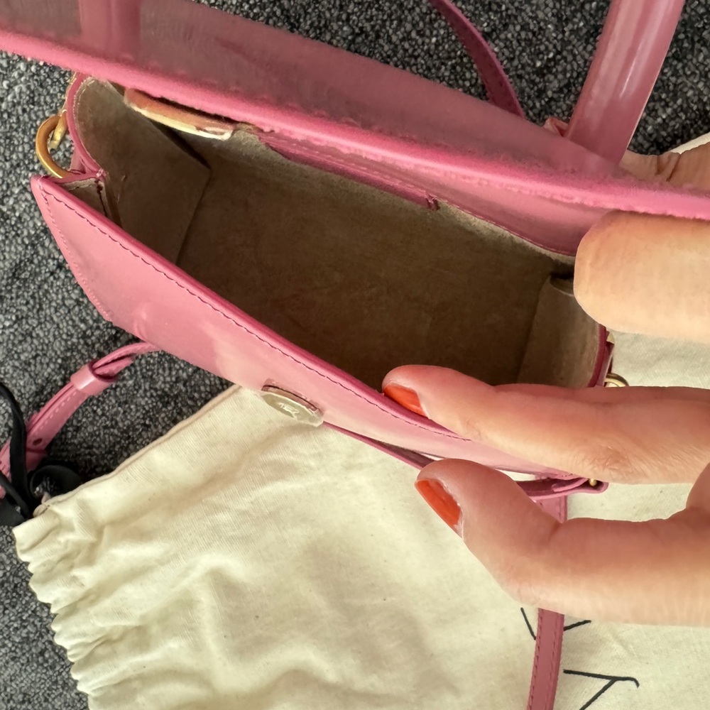 BY FAR Pink Mini Bag with Structured Shape and Long Strap - Picture 9 of 11
